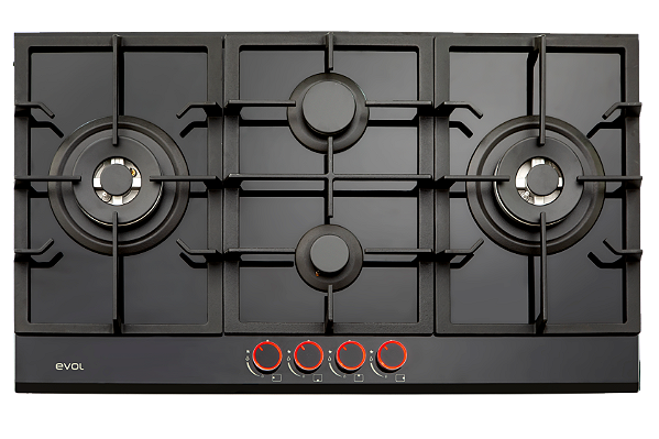 Cooktop Evol à Gás Vidro Preto 4 Bocas 87cm