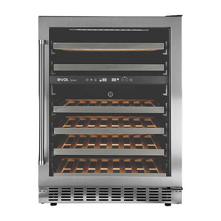 Adega de Vinhos Evol Smart 46 Garrafas Dual Zone de Embutir Abertura para Direita