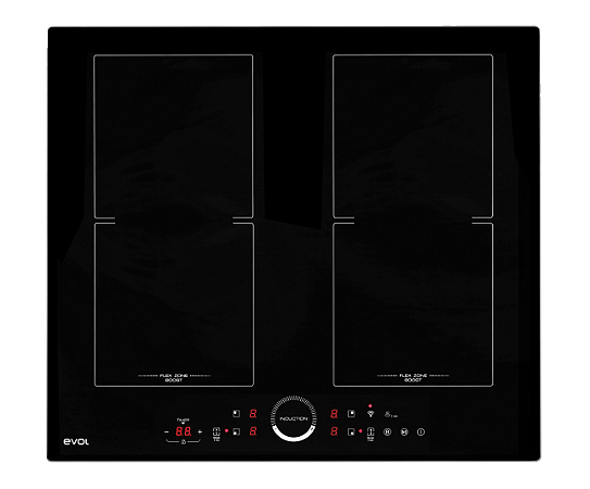 Cooktop de Indução Evol Smart Vidro Preto 4 Bocas 60cm 220V