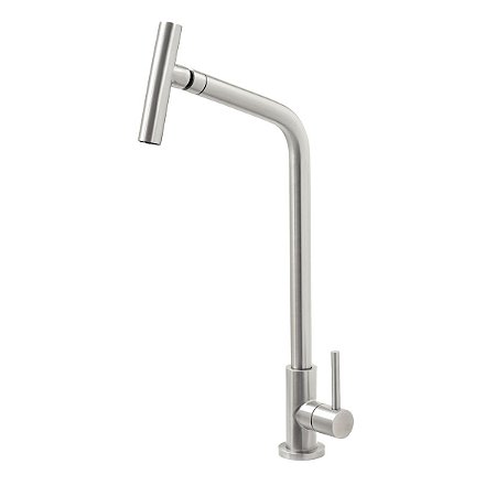Torneira de Bancada Tramontina Versa em Aço Inox com sistema anti-gotejamento e Bica Articulável