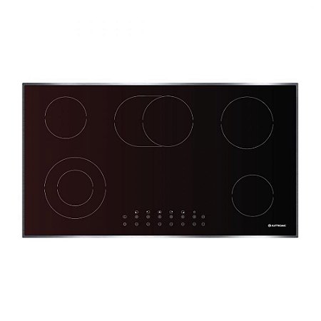 Cooktop Elétrico Vitrocerâmico Elettromec 5 Bocas Vidro Preto 90cm -220V CKV-5Q-90-CV-2ZEB