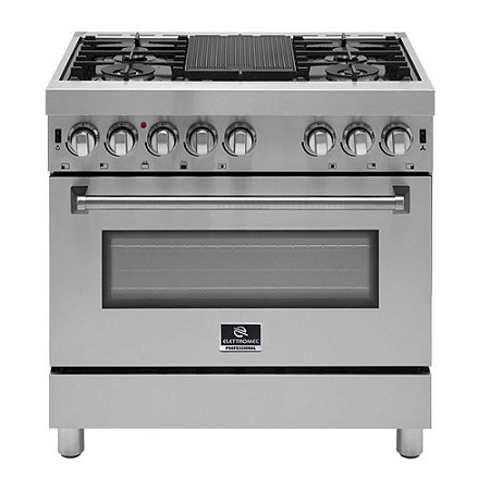 Fogão Freestanding Elettromec Professional 5 Queimadores com Forno à Gás 116 Litros Inox 90cm 220V-  FGG-5Q-90-XP-2GMA