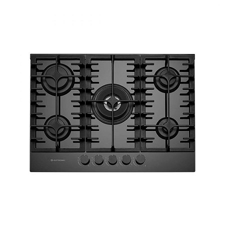 Cooktop Elettromec Vetro à Gás 5 Bocas Tripla-Chama Vidro Preto 70cm Bivolt - CKG-5Q-70-VT-3TNA