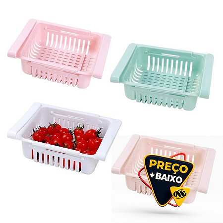 Gaveta Organizadora De Geladeira Ajustável Multiuso Retrátil