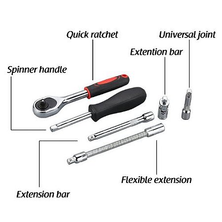 Conjunto Ferramentas Socket 46 Pçs Taiwans Qualitytools Catálogo