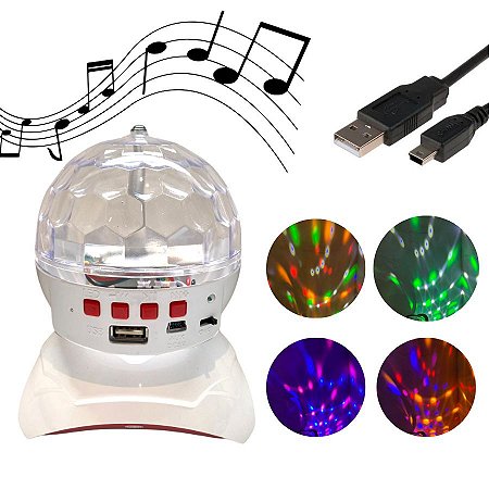 Globo Colorido RGB LED Laser Bluetooth MP3 USB