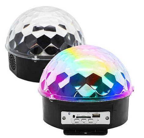 Globo Bola Maluca Led Magic Cristal Som Mp3 Luz Festa DJ