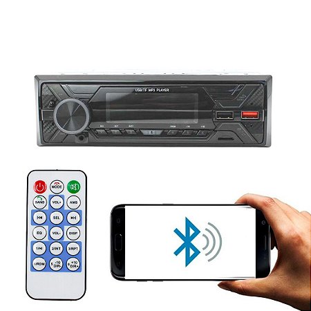 Rádio Veicular Com Bluetooth Controle Remoto Reprodutor Multimídia MP3 FM USB TF Mod. 10290
