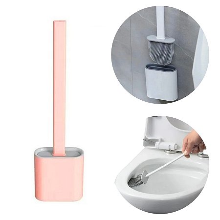 Limpador Vaso Sanitário Escova Silicone Escovinha De Banheiro Com Suporte