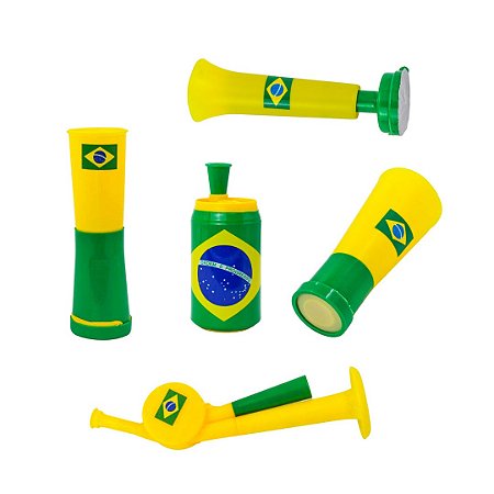 Kit 5 Corneta Vuvuzela Copa Do Mundo Seleção Brasil
