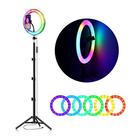 Kit 12 Polegada Colorido Ringlight Rgb Led Anel Luz 30 CM