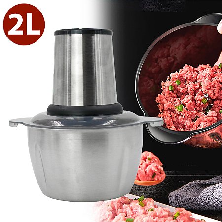 Triturador Alimentos Carne Legumes Elétrico 2L Aço Inox Profissional