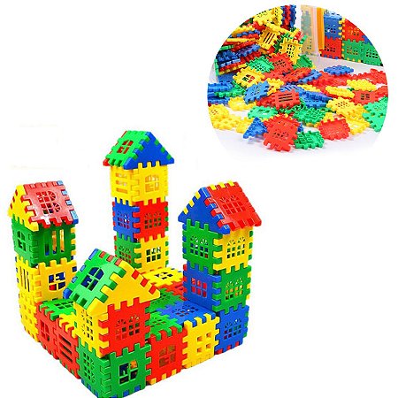Brinquedo De Montar Blocos Infantil Coloridos Casa Castelo