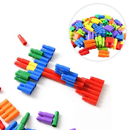 Brinquedo Montar Interativo Infantil Coloridos Pinos Encaixe