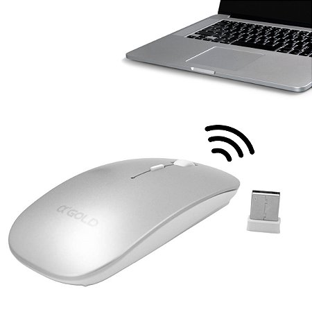 Mouse Sem Fio 2.4GHZ Recarregável USB Ergonômico Wireless AGold