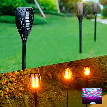 CDSP - Tocha Lanterna Luminária LED com Lâmpada Colorida Giratória Jardim