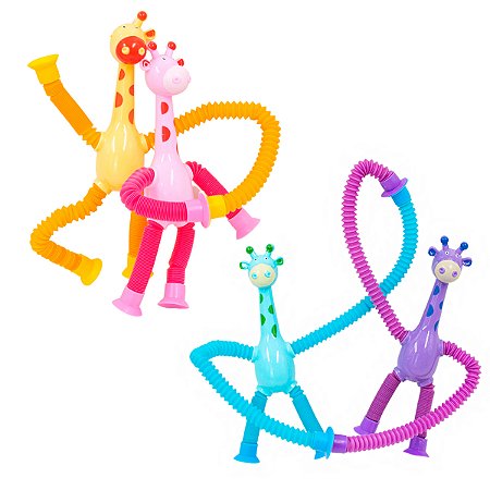 Girafa Pop It Tubo Led Estica Puxa Gruda Brinquedo Infantil
