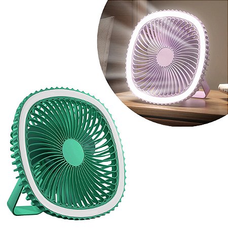 Mini Ventilador De Mesa Luz Ring Light Usb Portátil Potente Silencioso