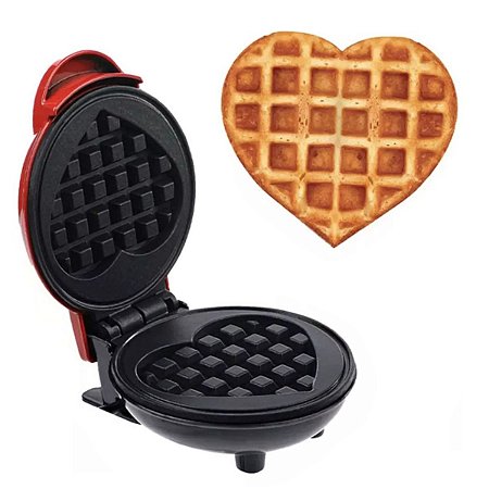 Mini Máquina De Assar Forma Elétrica Retro Waffle Coração 110V