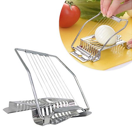 Cortador Fatiador De Ovos Aço Inox Ovo Cozido 8 Tiras
