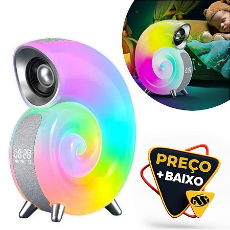 Caixa De Som Bluetooth Relógio Luminária Led Caracol