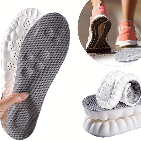 Palmilha Ortopédica Anatômica 4D Conforto Tênis Sapatos Cinza