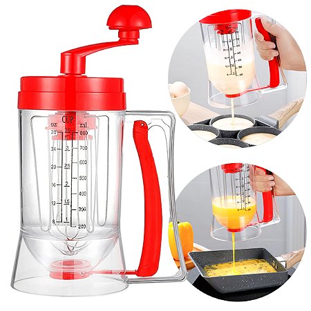 Misturador Manual Massa Bolo Panqueca Waffle Cupcake Dosador 800ML