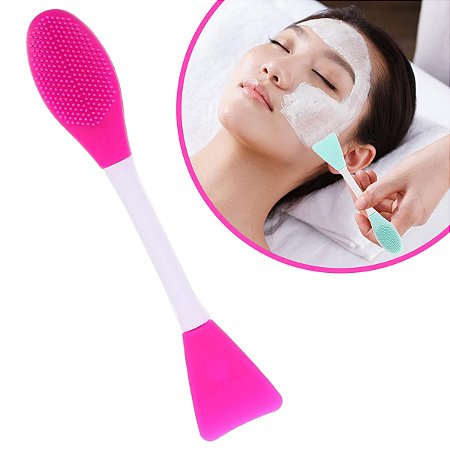 Pincel Duplo Silicone Limpeza Facial Skincare Beleza