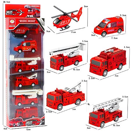 Carrinhos Brinquedo Conjunto 6 Un Miniaturas Helicóptero