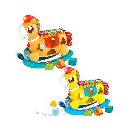 Brinquedo Infantil Piano Musical Xilofone Cavalinho Encaixar