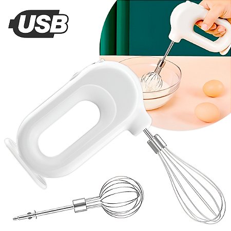 Mini Batedor Ovo Bolo Chantilly Mixer 2 em 1 USB Portátil