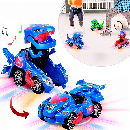 Carrinho Transformar Dinossauro Bate E Volta Sons Luzes Brinquedo