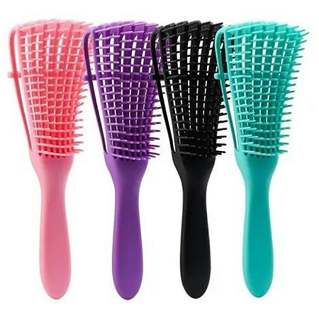 Escova Polvo Para Cabelos Cacheados Flexível 8 Pontas