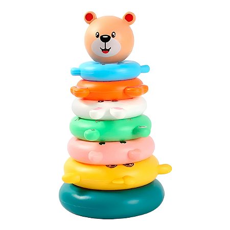 Brinquedo Torre de Encaixe Argolas Divertidas Ursinho