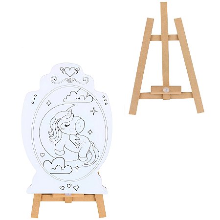 Brinquedo Kit de Pintura Infantil Cavalete Avental