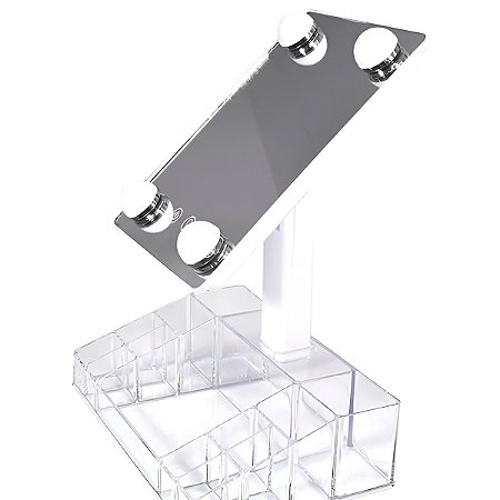 Espelho de Mesa Retrátil Porta Maquiagem Compartimentos
