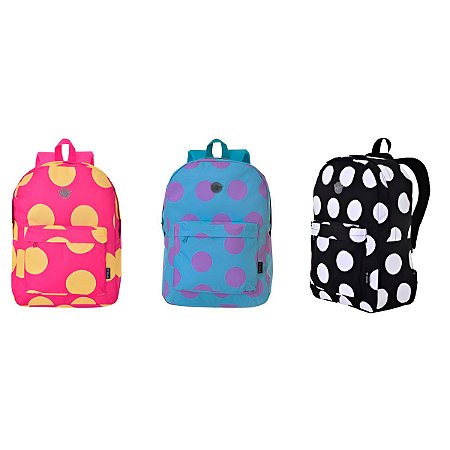 Mochila de Costas Feminina Juvenil Básica Bolinhas