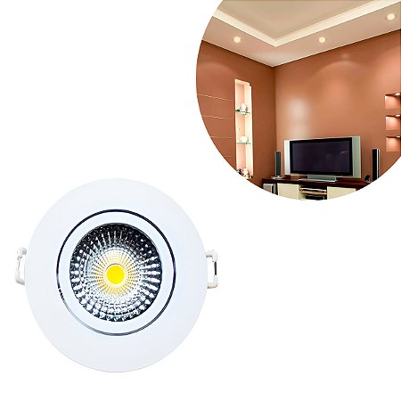Luminária Spot Luz LED Redondo Branco Quente Iluminação 7W