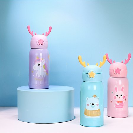 Garrafinha Squeeze Infantil Garrafa Canudo Térmica