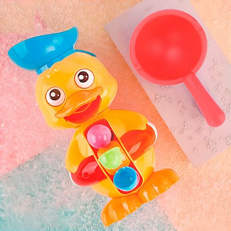 Brinquedo de Banho Patinho Rotativo Colorido Ventosa