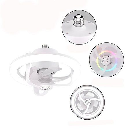 Ventilador de Teto LED RGB 60W Luzes Rotação 360