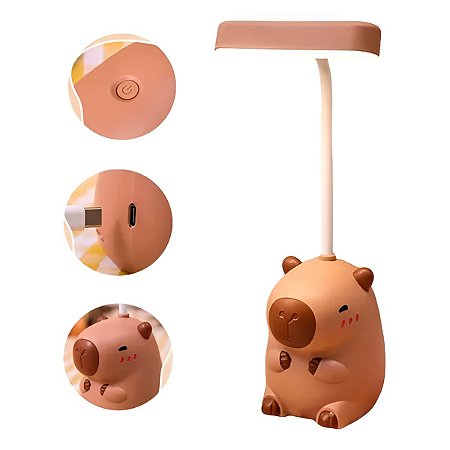 Luminária Mini Abajur Capivara Divertida com Apontador