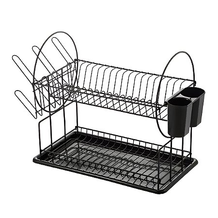 Escorredor Duplo de Louça com Suporte Inox Cozinha Organizador