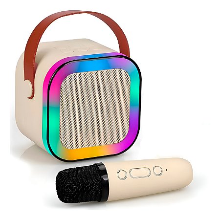 Mini Caixa de Som Microfone Bluetooth Portátil RGB