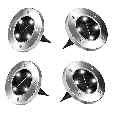 Conjunto 4 Spots de Jardim Iluminação Solar Automáticas Grama