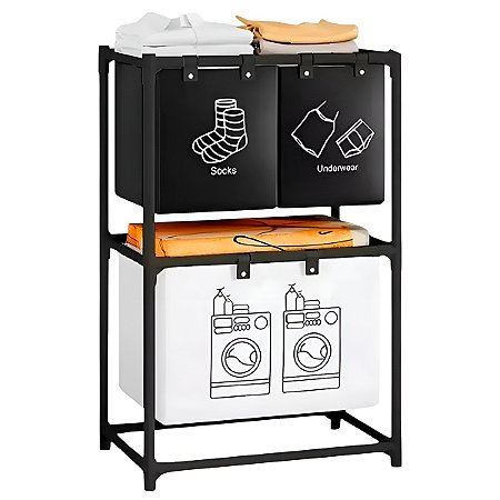 Estante Cesto Triplo Organizador Roupas Meias Armazenamento