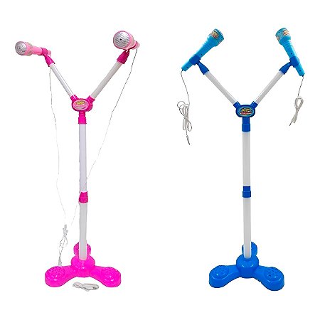 Microfone Duplo Infantil Brinquedo Karaokê Criança Música