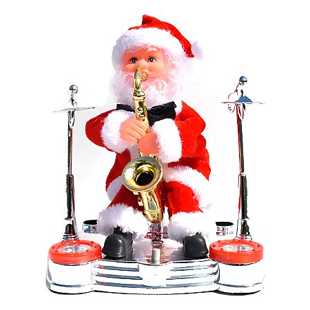 Papai Noel Musical Saxofonista Decoração Natal Diversão