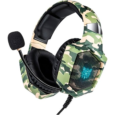 Fone Over Ear Gamer Profissional Headset Luz LED com Fio