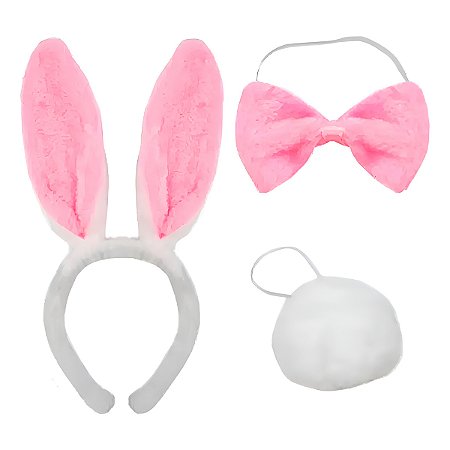 Fantasia Coelhinha Rabinho Tiara Orelhas Gravata Festa Diversão